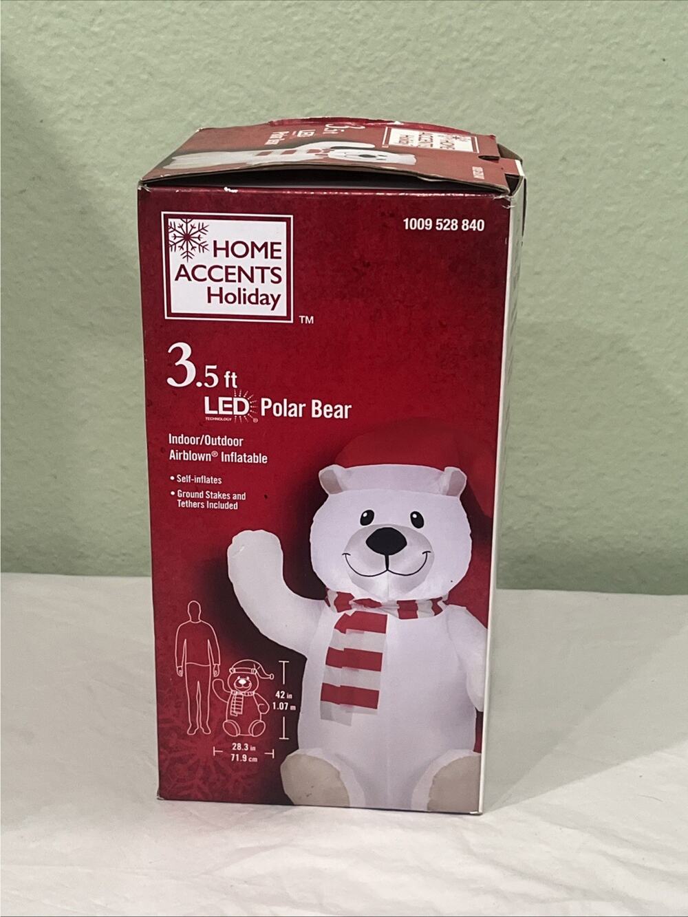 Home Accents Holiday 3.5 FT LED LIT CHRISTMAS Polar Bear BLOWN INFLATABLE